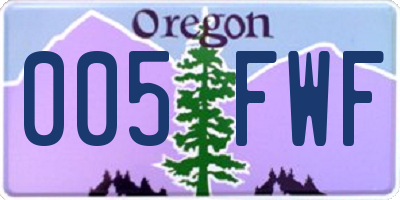 OR license plate 005FWF