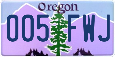 OR license plate 005FWJ