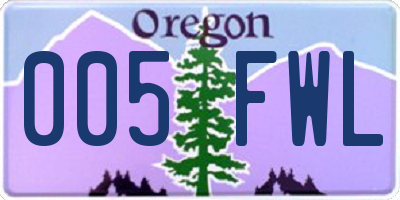 OR license plate 005FWL