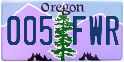 OR license plate 005FWR