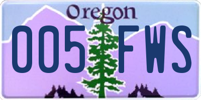 OR license plate 005FWS