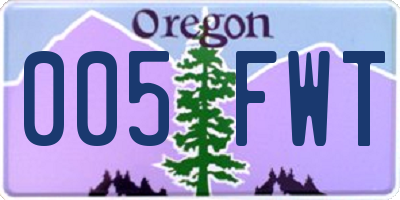 OR license plate 005FWT