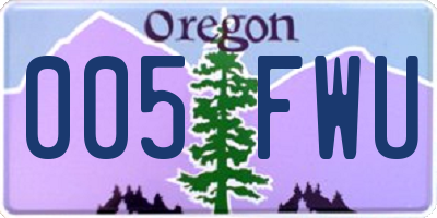 OR license plate 005FWU