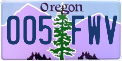 OR license plate 005FWV