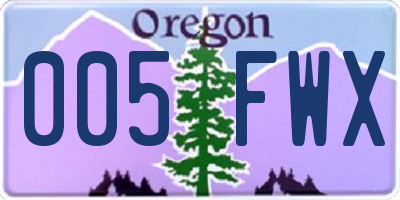 OR license plate 005FWX