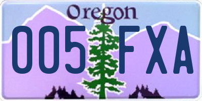 OR license plate 005FXA