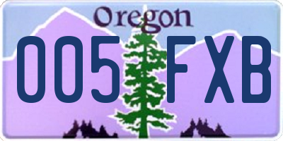 OR license plate 005FXB