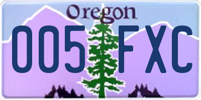 OR license plate 005FXC