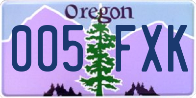 OR license plate 005FXK