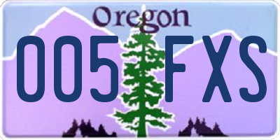 OR license plate 005FXS