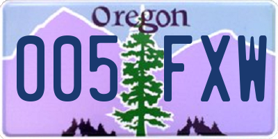 OR license plate 005FXW