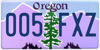 OR license plate 005FXZ
