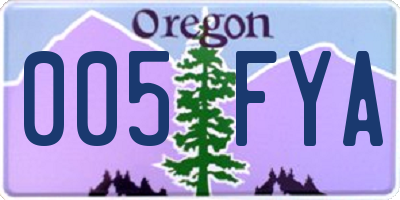 OR license plate 005FYA