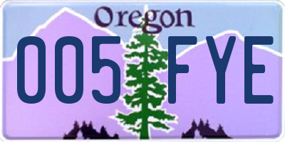 OR license plate 005FYE