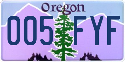 OR license plate 005FYF