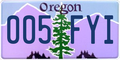 OR license plate 005FYI