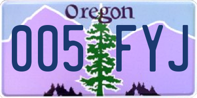 OR license plate 005FYJ