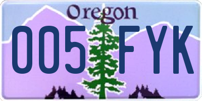 OR license plate 005FYK