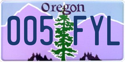 OR license plate 005FYL