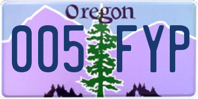 OR license plate 005FYP