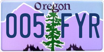 OR license plate 005FYR