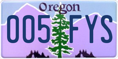 OR license plate 005FYS