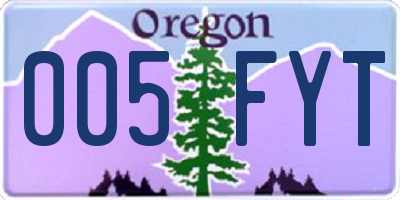 OR license plate 005FYT