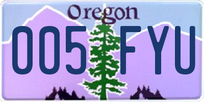 OR license plate 005FYU
