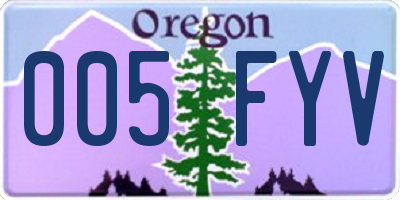 OR license plate 005FYV