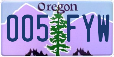 OR license plate 005FYW