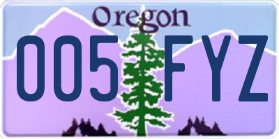 OR license plate 005FYZ