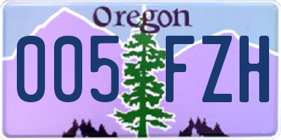 OR license plate 005FZH