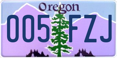 OR license plate 005FZJ