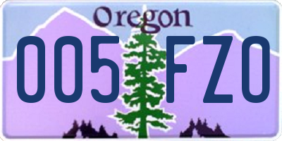 OR license plate 005FZO