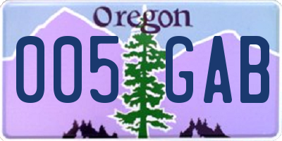 OR license plate 005GAB