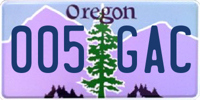 OR license plate 005GAC