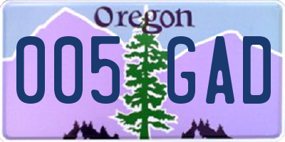 OR license plate 005GAD