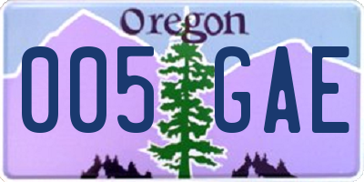 OR license plate 005GAE