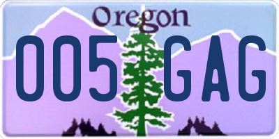OR license plate 005GAG