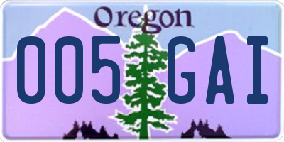 OR license plate 005GAI