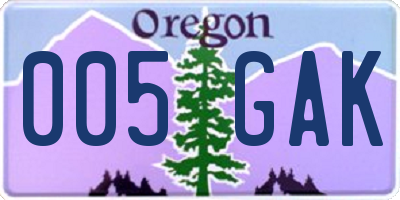 OR license plate 005GAK