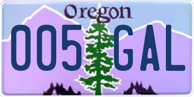 OR license plate 005GAL