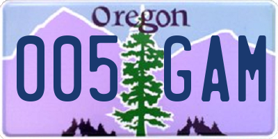 OR license plate 005GAM