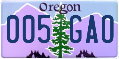 OR license plate 005GAO