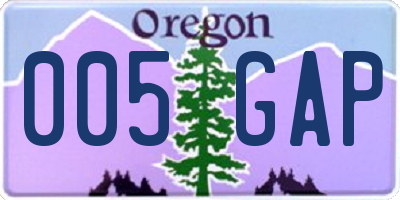 OR license plate 005GAP