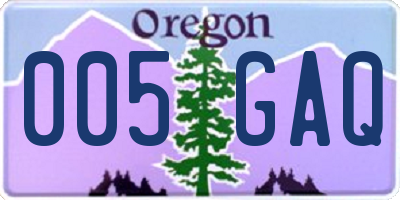 OR license plate 005GAQ