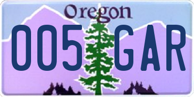 OR license plate 005GAR