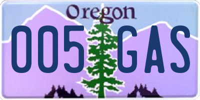 OR license plate 005GAS