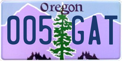 OR license plate 005GAT