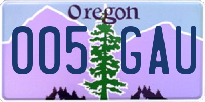 OR license plate 005GAU